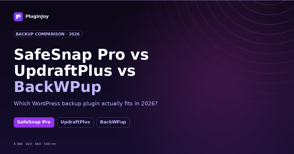 SafeSnap Pro vs UpdraftPlus vs BackWPup — WordPress backup plugin comparison
